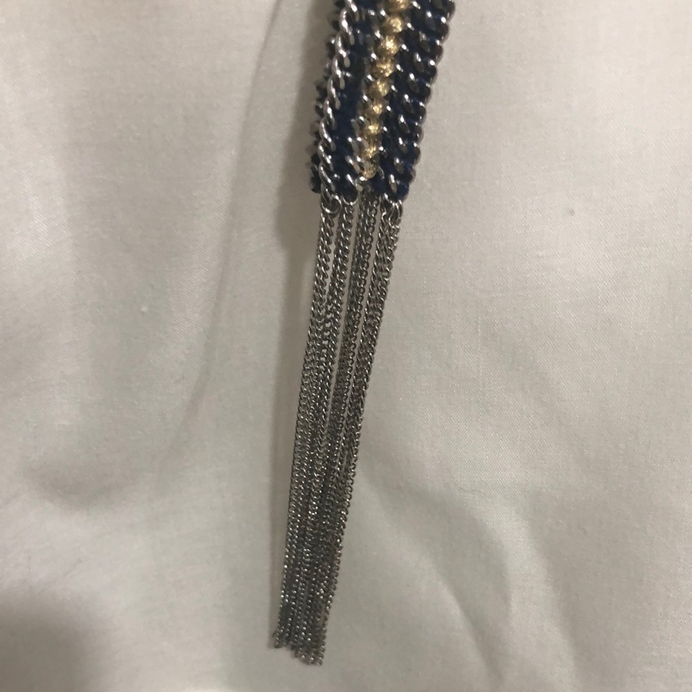 Stella & Dot Tessa Fringe Silver Toned Necklace - Picture 4 of 10